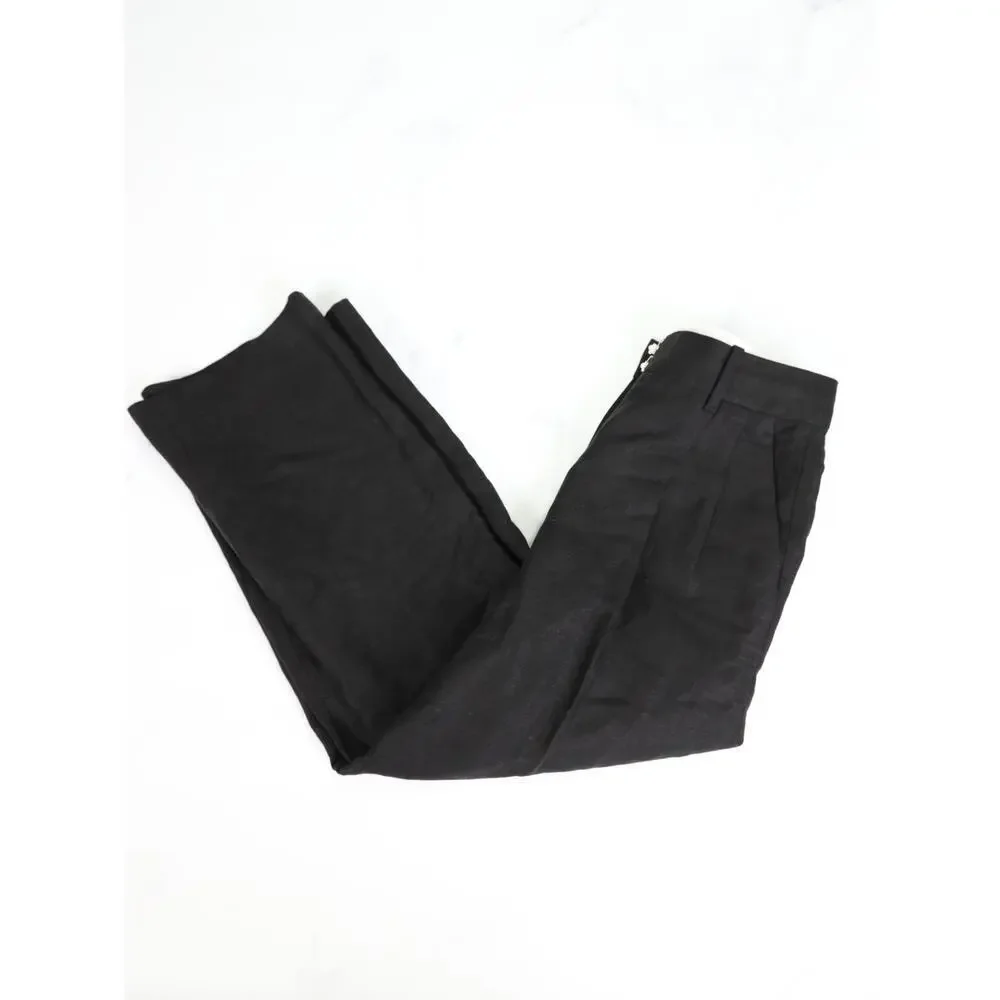 Wilfred Effortless Pant Size 0 Black Linen Blend  Summer Wide Leg Crop High Rise